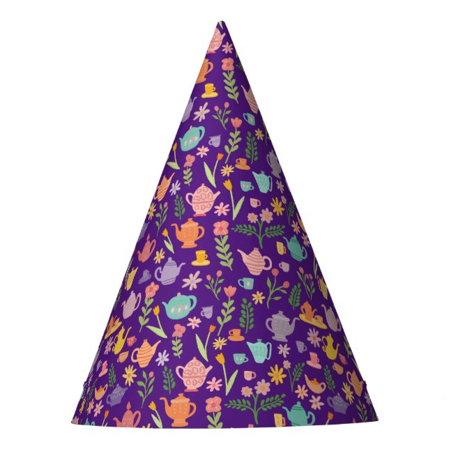 Tea Party Pattern Birthday celebration Party Hat (Front)