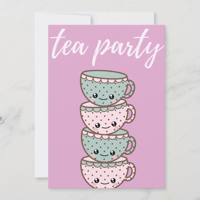 Tea Party Pink Teacups Invitation (Front)