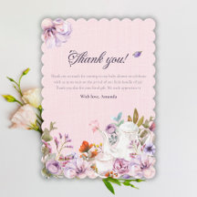 Tea Party Pink Watercolor Flowers Baby Shower 
