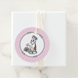 Tea Party Pit Bull (lt brindle white 3) dog cute Favour Tags