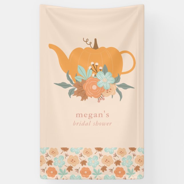 Tea Party Pumpkin Bridal Shower Banner (Vertical)