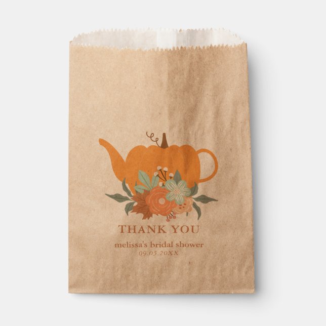 Tea Party Pumpkin Bridal Shower Favour Bag (Front)
