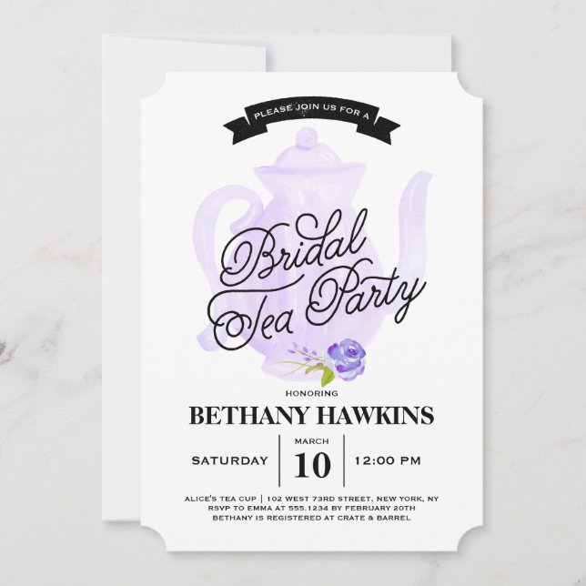 Tea Party Purple | Bridal Shower Invitation (Front)