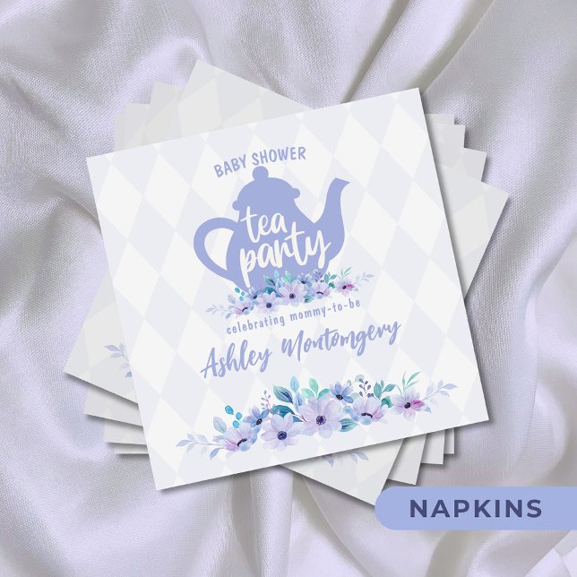 Tea Party Purple Watercolor Baby Shower Napkin (Creator Uploaded)