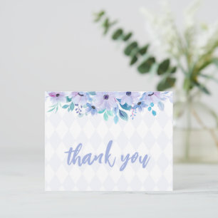 Tea Party Purple Watercolor Baby Shower Thank You Card