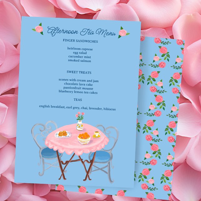 Tea Party Roses Cute CUSTOM  Menu (Tea Party Roses Cute CUSTOM Bridal Shower Party Menu
)
