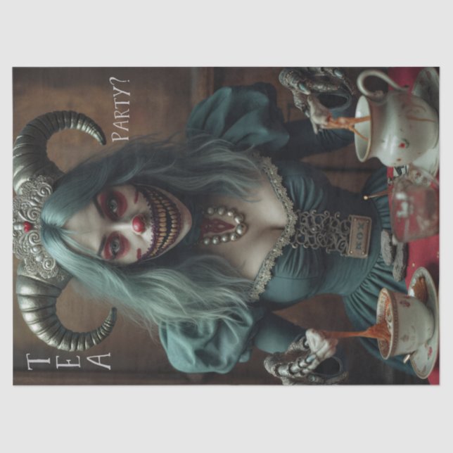 Tea Party Scary Alice  Tissue Paper (Front)