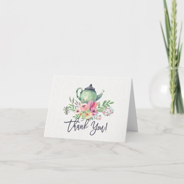 Tea Party Shower Thank You Note Card (Front)