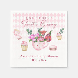 Tea Party Something Sweet is Brewing Baby shower Napkin