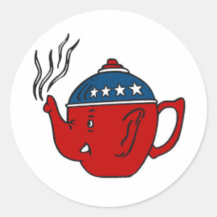 TEA PARTY STEAM CLASSIC ROUND STICKER