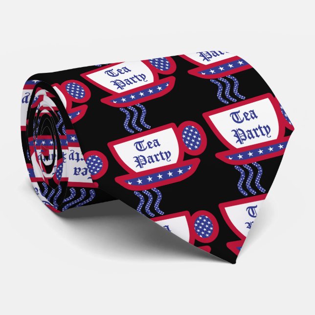 Tea Party Tea Cup - Red, White & Blue Tie (Rolled)