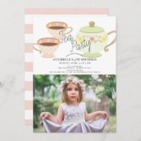 Tea Party Tea Pot & Cups Girl Birthday Photo