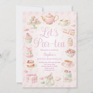 Tea Party Teapot Teacup Pink Party Invitation