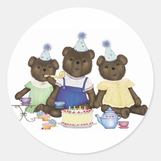 Tea Party Teddy Bear Stickers (Front)