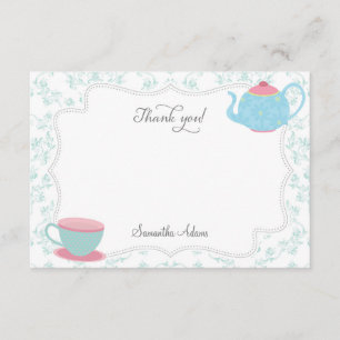 Tea Party Thank You Card (Blue)