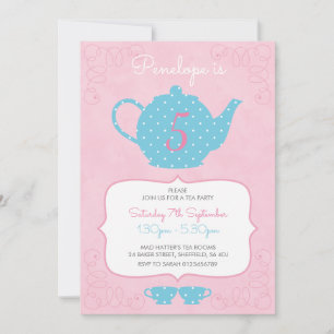 Tea Party themed birthday party invitation