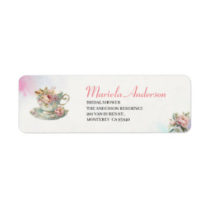Tea Party Watercolor pink gold bridal shower