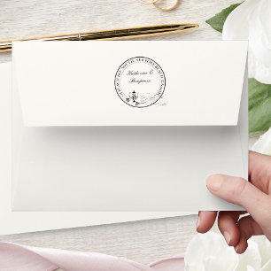 Tea Party Wedding Bridal Round Return Address Rubber Stamp