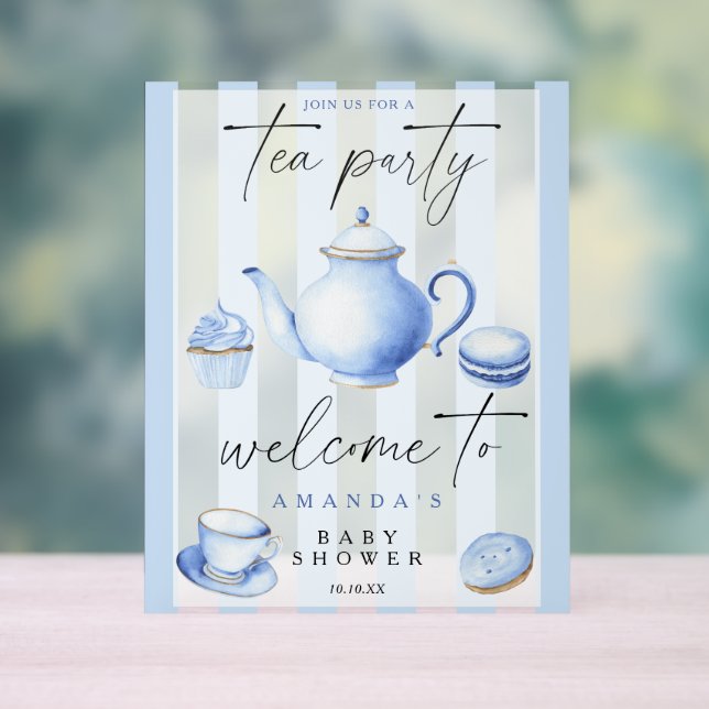 Tea Party Welcome boy baby shower party Acrylic Sign (Neutral)