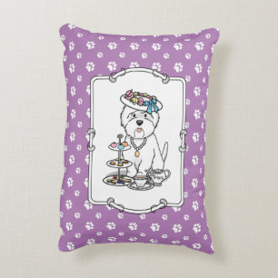 Tea Party Westie Dog West Highland White Terrier Decorative Cushion