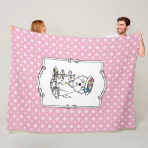 Tea Party Westie - West Highland White Terrier Fleece Blanket
