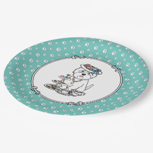 Tea Party Westie - West Highland White Terrier Paper Plate