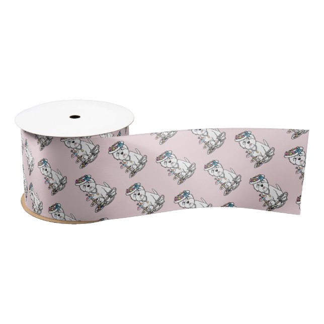 Tea Party Westie - West Highland White Terrier Satin Ribbon (Spool)