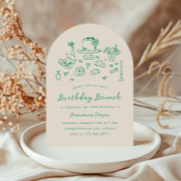 Tea Party Whimsical Hand Drawn Birthday Brunch 