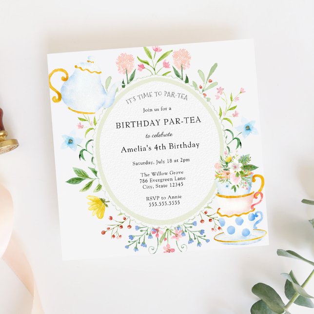 Tea Party Whimsical Wildflower Birthday Invitation (Creator Uploaded)