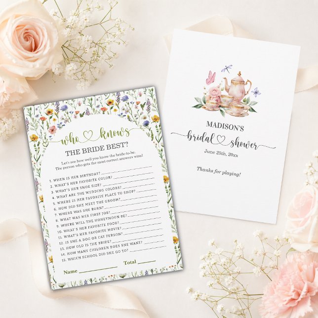 Tea Party Who Knows The Bride Best Game Invitation (Creator Uploaded)