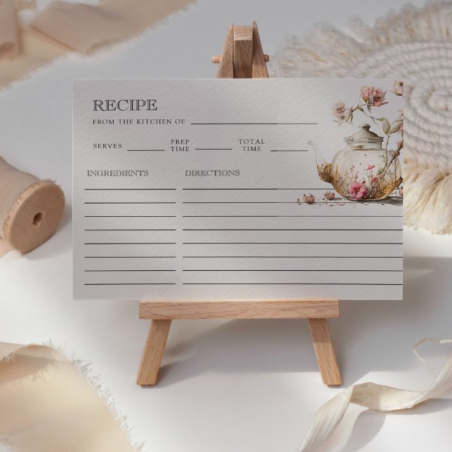 Tea Party Wildflower Bridal Shower Recipe Card (Creator Uploaded)
