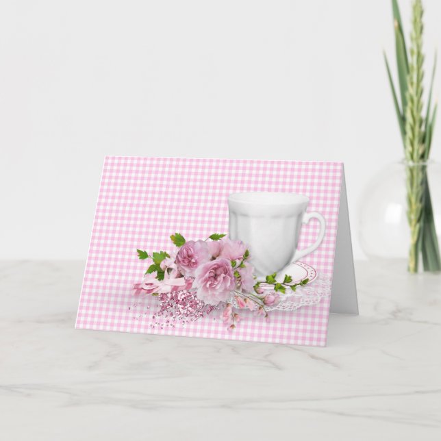 Tea Party with Cup and Saucer Card (Front)