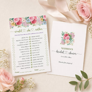 Tea Party Would She Rather Bridal Shower Game