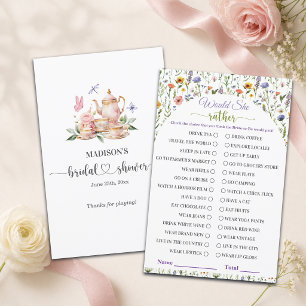 Tea Party Would She Rather Bridal Shower Game