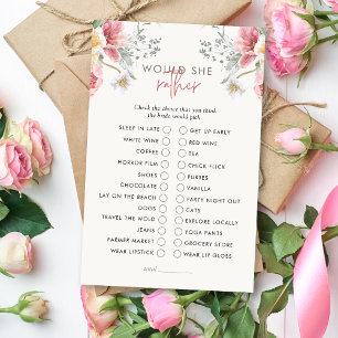 Tea Party Would She Rather Bridal Shower Game