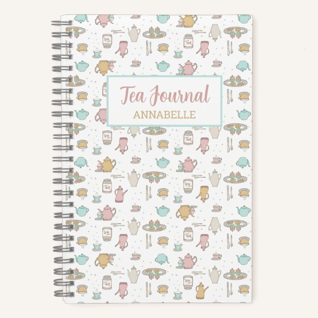 Tea Pattern Feminine Notebook Diary Journal (Front)