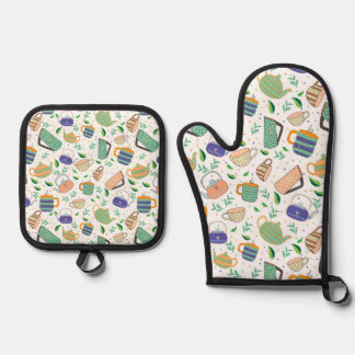 tea pattern oven mitt & pot holder set