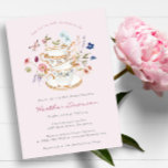 Tea Pink Bridal Shower Invitation<br><div class="desc">Let Your Special Day Blossom with this Tea Pink Bridal Shower Invitation! This design features stunning hand-painted watercolor florals in hues of deep purple, dusty blue, and blush pink with sage greenery. Whether you're hosting a garden party or a cosy, intimate gathering, this beautiful design will bring a special touch...</div>