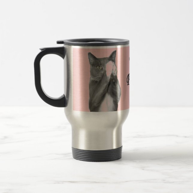 Tea Please Kitty Travel Mug Pink (Left)