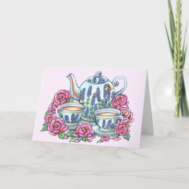 Tea Pot and Roses Card (Front)