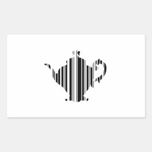 TEA POT BAR CODE Teapot Barcode Pattern Design Rectangular Sticker