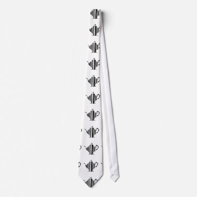 TEA POT BAR CODE Teapot Barcode Pattern Design Tie (Front)