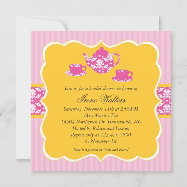 Tea Pot Bridal Shower Invitation (Front)