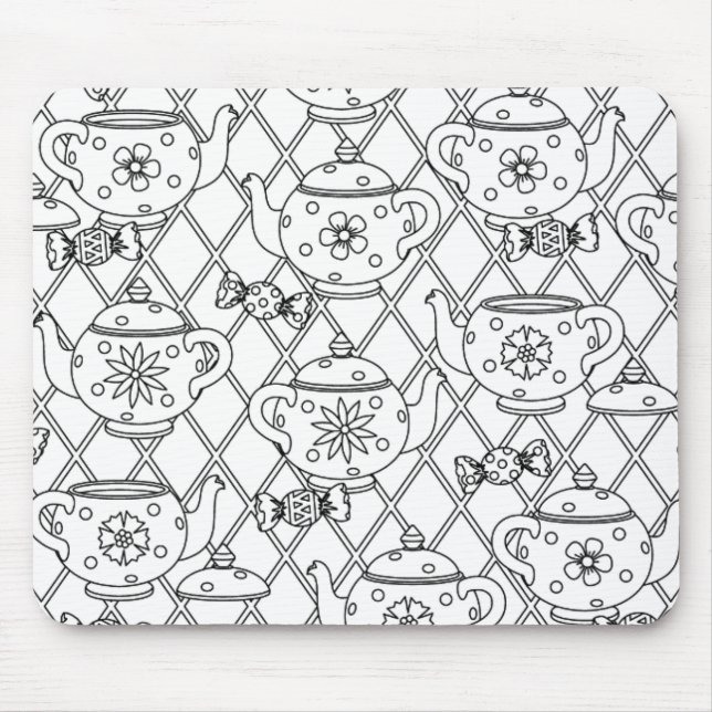 Tea Pot Doodle Mouse Mat (Front)