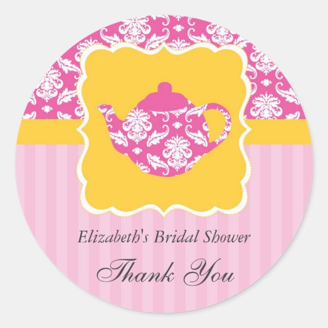 Tea Pot Favour Seal Sticker (Front)