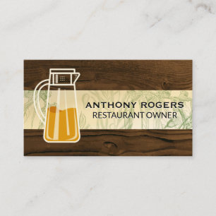 Tea Pot Green Leaf Wood Trim Loyalty Card