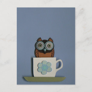 tea pot owl postcard
