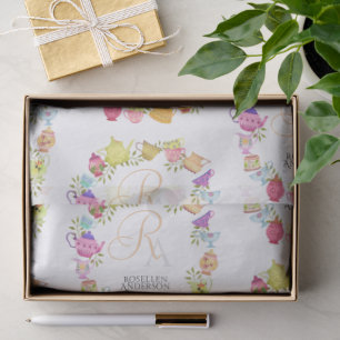  Tea Pots and Cups Monogram Tissue Paper