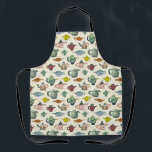 Tea pots in a pretty pattern apron<br><div class="desc">Original tea pots I painted made into a pattern for fabric and wrapping paper. Fabric available on Zazzle and Spoonflower.com will be selling this art as fabrics and wallpaper,  too. Look for it later in February 2021.</div>