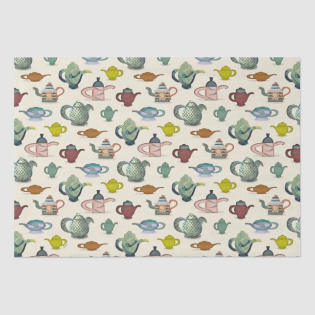 Tea pots in a pretty pattern tissue paper (Front)